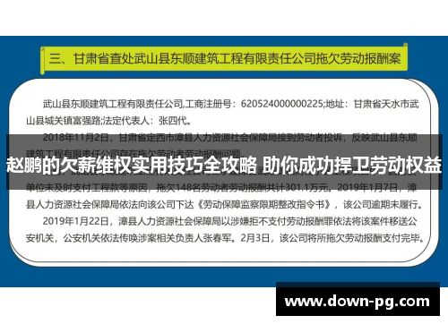 赵鹏的欠薪维权实用技巧全攻略 助你成功捍卫劳动权益